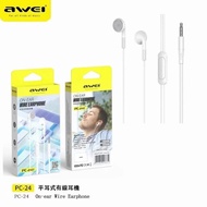Awei PC-24 In-Ear Wired Earphone 3.5mm Mini Stereo Earphone Wired Microphone Earphone