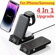 แท่นชาร์จไร้สาย4 in 1 15W สำหรับ iPhone 14 13 12 11 X Samsung Galaxy S22 S21 Apple Watch airpods ชาร์จเร็วแท่นชาร์จ