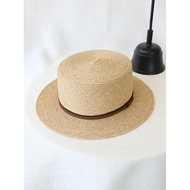 Japanese Big Eaves Handmade Raffia Top Hat Grass Wood Texture Travel Big Eaves Ladies Summer Flat To