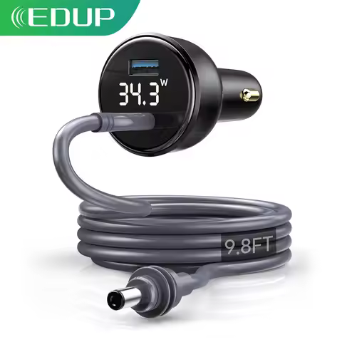 EDUP SK0102-3M Starlink Mini 100W Car Adapter 2 in 1 Type C to DC Cable with LED Display Cigarette L