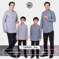 Iqrac Kurta BILAL :  Sedondon : Anak Dan Ayah(GREY | LIGHT GREY ) KELABU | BUDAK & DEWASA LELAKI
