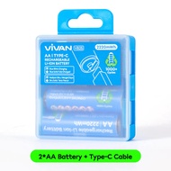 Pba VIVAN VB25 Rechargeable AA Battery Lithium Type C Charging 1.2V