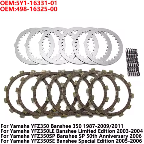 Motorcycle Clutch Friction Disc Plate Kit For Yamaha YFZ350 Banshee 350 YFZ350LE Banshee Limited Edi