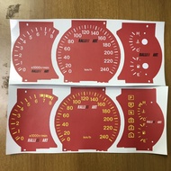 Sticker Panel Meter Wira Design RalliArt Manual &amp; Auto Red &amp; Yellow Red &amp; White