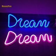 Lampu Neon LED Desain Tulisan Dream Tahan Lama Untuk Dekorasi Dinding