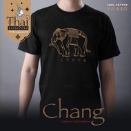 เสื้อยืดคุณภาพดี ขายปีใหม่Teddy เสื้อยืดลายไทย “Thai Collection” ช้าง T-Shirt "chang" Black เสื้อเชิ้ตลำลองผ้าคอทตอลคุณภาพสำหรับชายหญิงS-