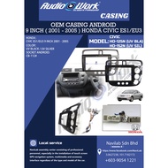Honda Civic ES1 EU3 2001-2005 9 Inch Android Player Casing (UV Black UV Silver) Ready Stock
