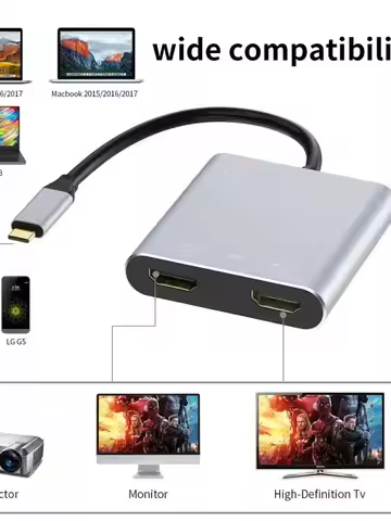 Type-C to Dual HDMI/USB3.0/PD Four in One Display Dual Screen USBC Hub Converter 4k HD