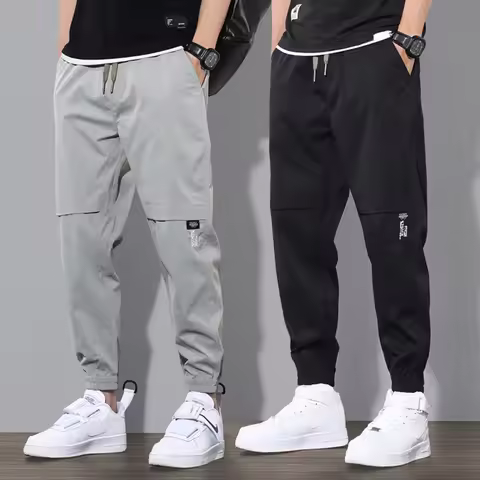 Men's Fashion New Beach Pants Joggers Streetwear Sweatpants Casual Pants Loose Summer Solid Color Lo