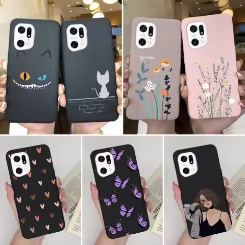 For Oppo Find X5 Pro Lite Phone Case Butterfly Matte Silicone Shockproof Black Cover For Oppo FindX5