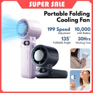 Portable Handheld Fan 10000mAh 30H Foldable 199 Wind Speed LED Display Cooling Fan Kipas Mini F5 Pro