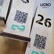 WOODEN TABLE NUMBER WOODEN NUMBER QR CODE BARCODE PRINT COLOR