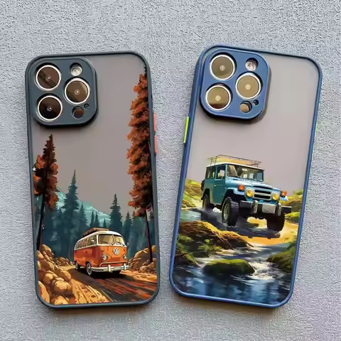 Travel Landscape Bus Phone Case For iPhone 17 16 15 11 14 Pro Max XS X XR 13 12 Pro Max Mini 16 15 1