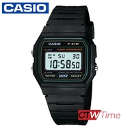 Casio Standard นาฬิกาข้อมือผู้ชาย/ผู้หญิง สายเรซิ่น รุ่น F-91W-3DG  (สีดำขอบเขียว)