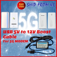 USB 5V To 12V 5.5x2.1mm Step Up Adapter Cable For VARIOUS Modem 5G 5G+ CPE Pro 2 H122-373 H112-372 H