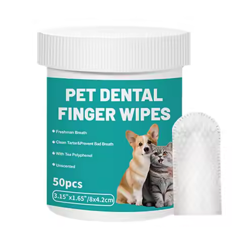 Dog Teeth Cleaning Finger Wipes Disposable Finger Wet Wipes Super Soft Oral Care Toothbrushes 50Pcs 