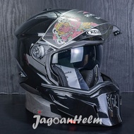 ZEUS HELMET ZS613H SOLID MODULAR | BLACK GLOSSY | ZS613 H - ZS-613H DOUBLE VISOR