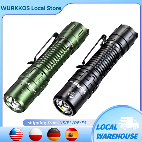 Wurkkos TD02 Tactical Flashlight 2000LM Pocket Torch 18650 Rechargeable EDC Type-C Charging Port Tai