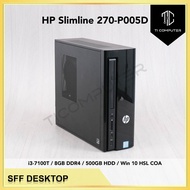 HP Slimline 270-P005D SFF Intel Core i3-7100T 8GB RAM 500GB HDD Win 10 HSL Refurbished Desktop PC