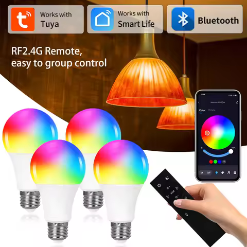 Tuya Smart Led Bulb 220V E27 Bluetooth with RF 2.4G Remote Group Control Smart Life Light Bulbs Spot