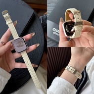 Silm Leather Watch Band For Apple Watch series 10 46mm 45MM 41MM 42mm 41mm 40MM 44MM 38mm Women Thin