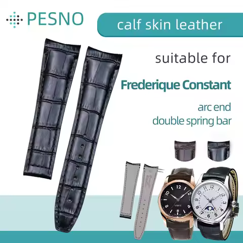 Pesno Watch Accessory Calf Skin Genuine Leather Strap Bamboo Grain Leather Watch Band Suitable for F