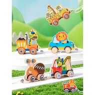 Infant Baby Tractor Walker Toy Car Children Educational Early Education Cartoon Tractor Wooden Toy G