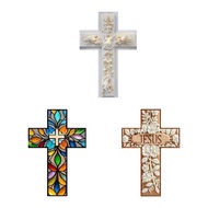 [lzdxwcke3pu] 2D Flat Pattern Cross Wall Plaque Handcrafted for Bedroom Catholic Gift Flat