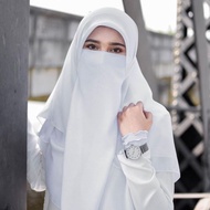 off white Shawl Pengantin Tudung White off white cream Shawl Putih Tudung Bawal Nikah Bertunang Brid