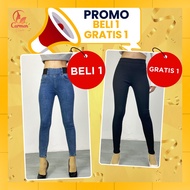 Buy 1 Get 1 Free | Carmen Highwaist Stretchy Jeans Pencil Model P175 | Free Black Hw Fashion Legging