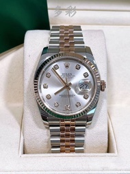 👑🔥🔥Rolex Datejust 勞力士日誌系列 116231 银面鑽 表徑36mm 自動機械 間18K玫瑰金 淨表 rolex/rolex submariner/rolex daytona/rol
