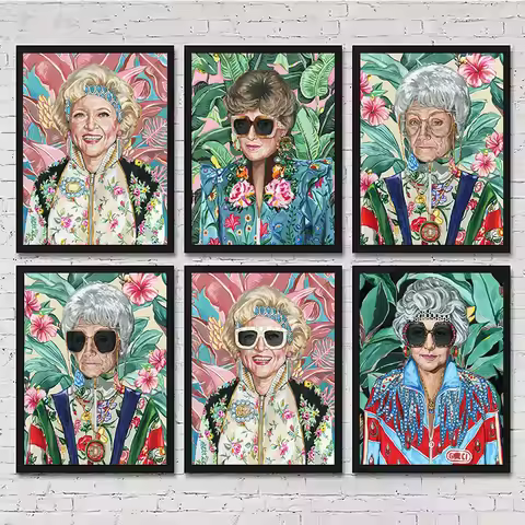 The Golden Girls Classic 80s TV Series Blanche with Glasses Fashion Poster Canvas Painting Wall Art 