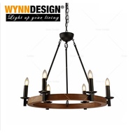 Wynn Design [6 Holder Hanging Light] Wood/Kayu Industrial Cafe Lamp Chandelier Restaurant Light Ceil