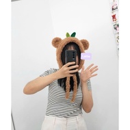 HANDMADE BEAR CAT BEANIE/FURRY BEAR BEANIE HAT BEAR FUR/BEAR BEANIE KOREAN BEANIE/ CUTE HAT