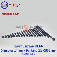 Black Steel L Bolt M14 Grade 12.9
