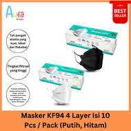 AUFA SURABAYA Masker KF94 4 Layer Isi 10 Pcs / Pack (Putih, Hitam) / masker 1 pak isi 50 murah gratis ongkir / masker knf94 / masker kf 94 1 box isi 50 / masker kn94 anak / masker kf95 1 box isi 50 gratis ongkir warna