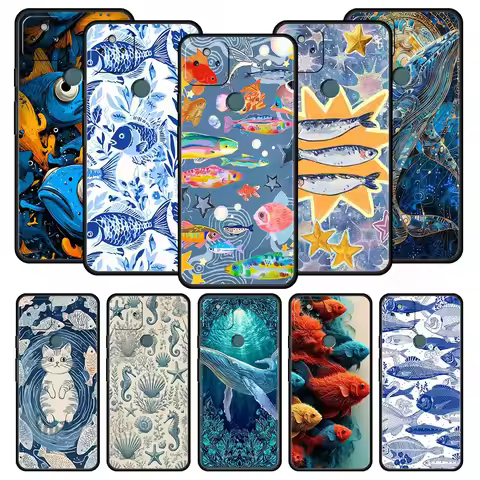 Blue Ocean Fish Phone Case Cover for Google Pixel 10 9 8 7 6 9A 8A 7A 6A Pro Shockproof Soft TPU 10 
