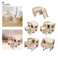 [ Wooden Hamster House Cabin Hamster Hideout for Small Pet Mice Dwarf Hamster