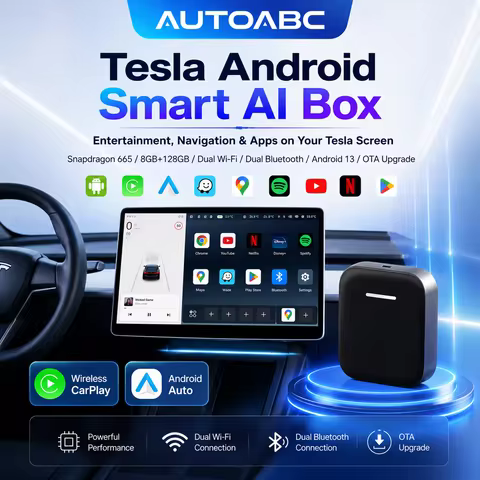 AUTOABC Wireless Browser Android Smart Ai Box Adapter For Tesla Model 3 Y X S Dual Wifi/Bluetooth An