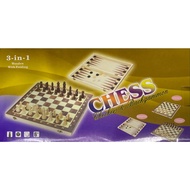 CHESS SET 3 IN 1 (CHESS, CHECKERS &amp; BACKGAMMON) WOODEN BOARD GAME