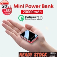 SG [Ready Stock] Portable Charger Mini Power Bank 20000mah Fast Charging Built-in 4 Cables Digital Display Powerbank