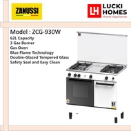 Zanussi ZCG-930W 3 Gas Burner Freestanding Cooker and Gas Oven Cooker 62L