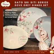 20pcs/15pcs Vantage Dove Grey Magnolia Siti Nurhaliza Special Edition Porcelain Dinner Set Pinggan M