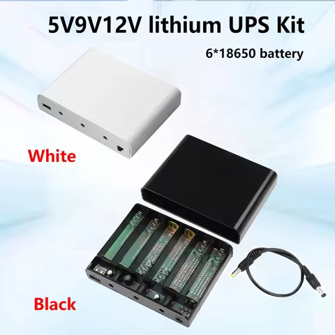 5V 9V 12V Output 6x 18650 Battery UPS Uninterrupted Power Supply DIY Power Bank Box for House Router