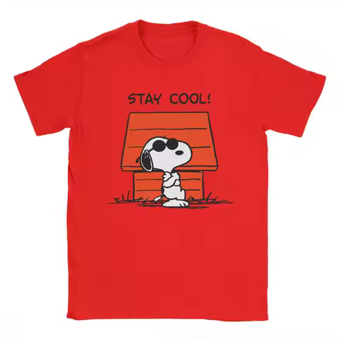 Snoopy Stay Cool T Shirt Men Women's 100% Cotton Vintage T-Shirts Round Neck Tee Shirt Short Sleeve 