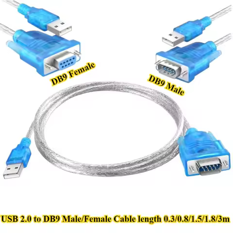 USB 2.0 to RS232 COM Serial Port DB9 9 Pin Male/Female Cable Length 0.3m/0.8m/1.5m/1.8m/3m Adapter C
