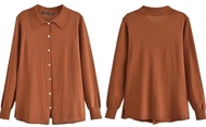 Ab868785 Baju Atasan Kemeja Panjang Rajut Wanita Korea Import Orange
