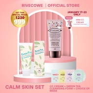 Rivecowe Calm Skin Set: CC Cream + Green Tea Cleansing Foam + Free Mask Sheet of Your Choice
