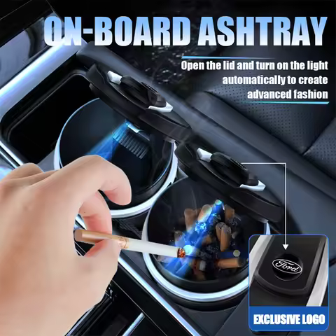 Multipurpose Car Ashtray Creative LED Light Auto Interior Accessories For Ford Ecosport Transit Esco