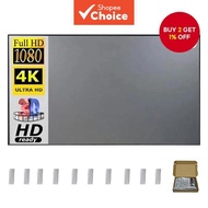 84-130 Inch Portable Projector Screen Foldable 16:9 Anti Light Grey Reflective Home Cinema